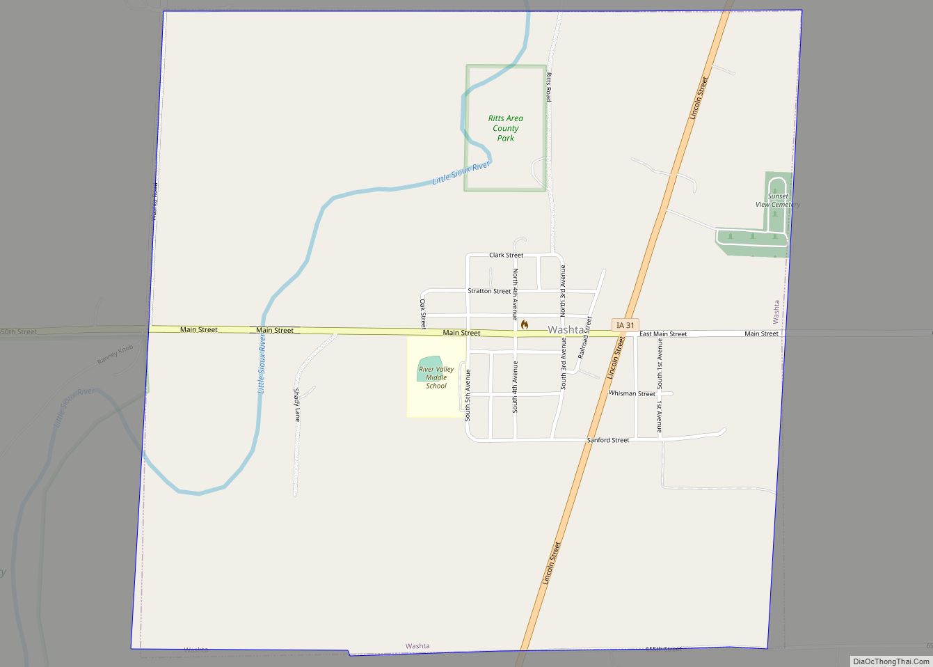 Map of Washta city