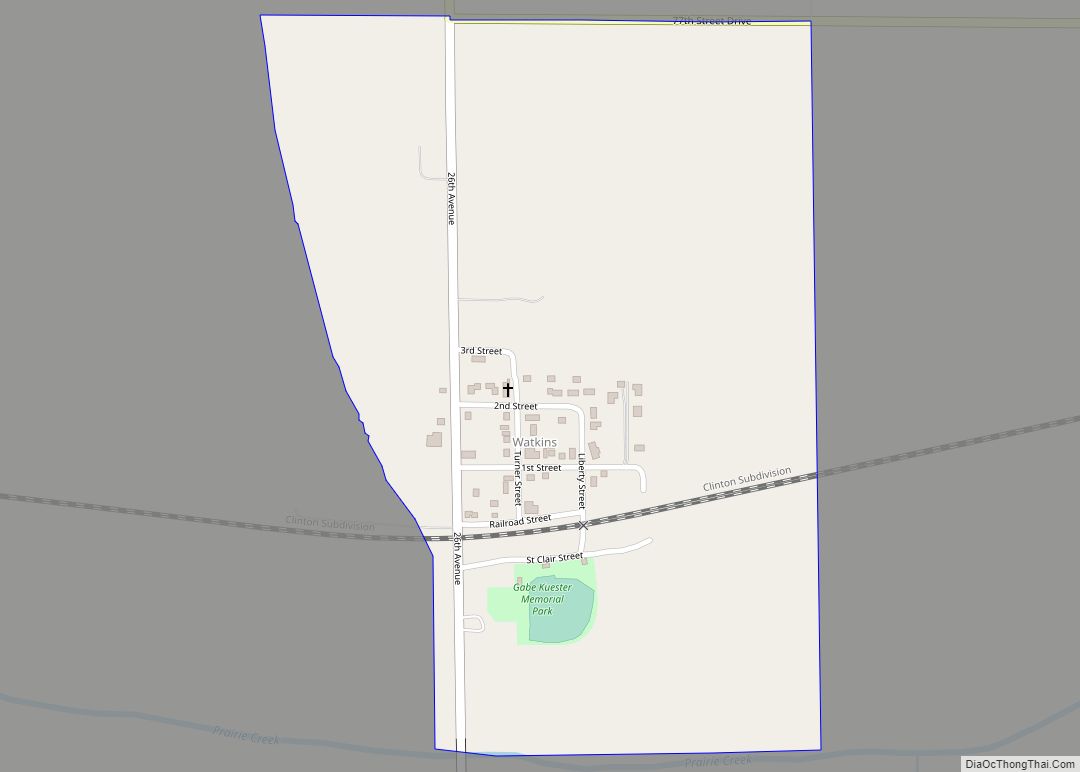 Map of Watkins CDP, Iowa