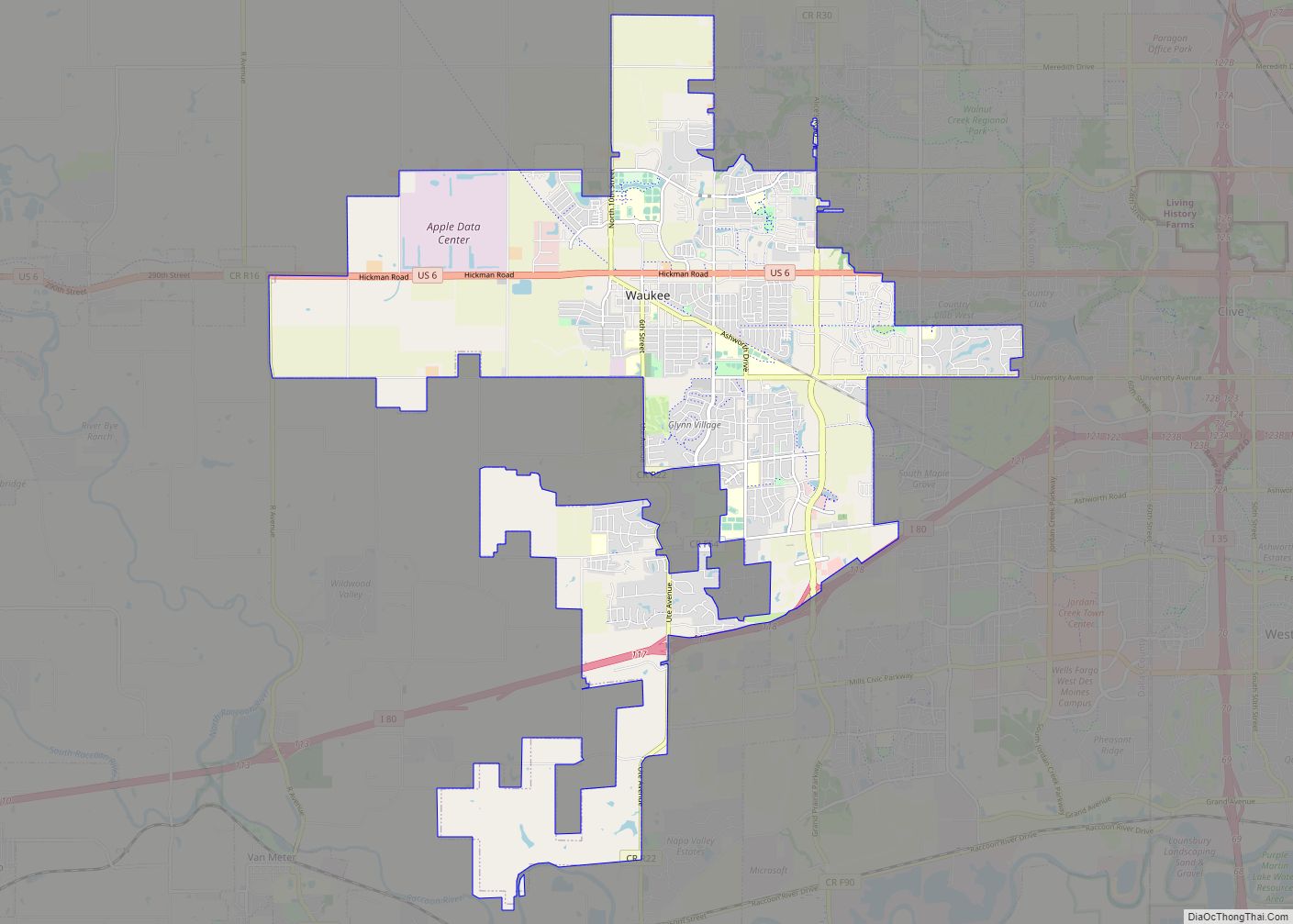 Map of Waukee city