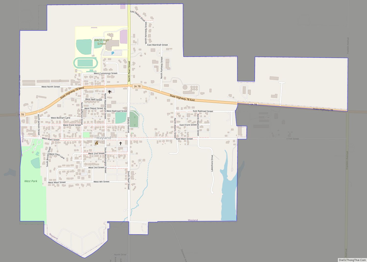 Map of Wayland city