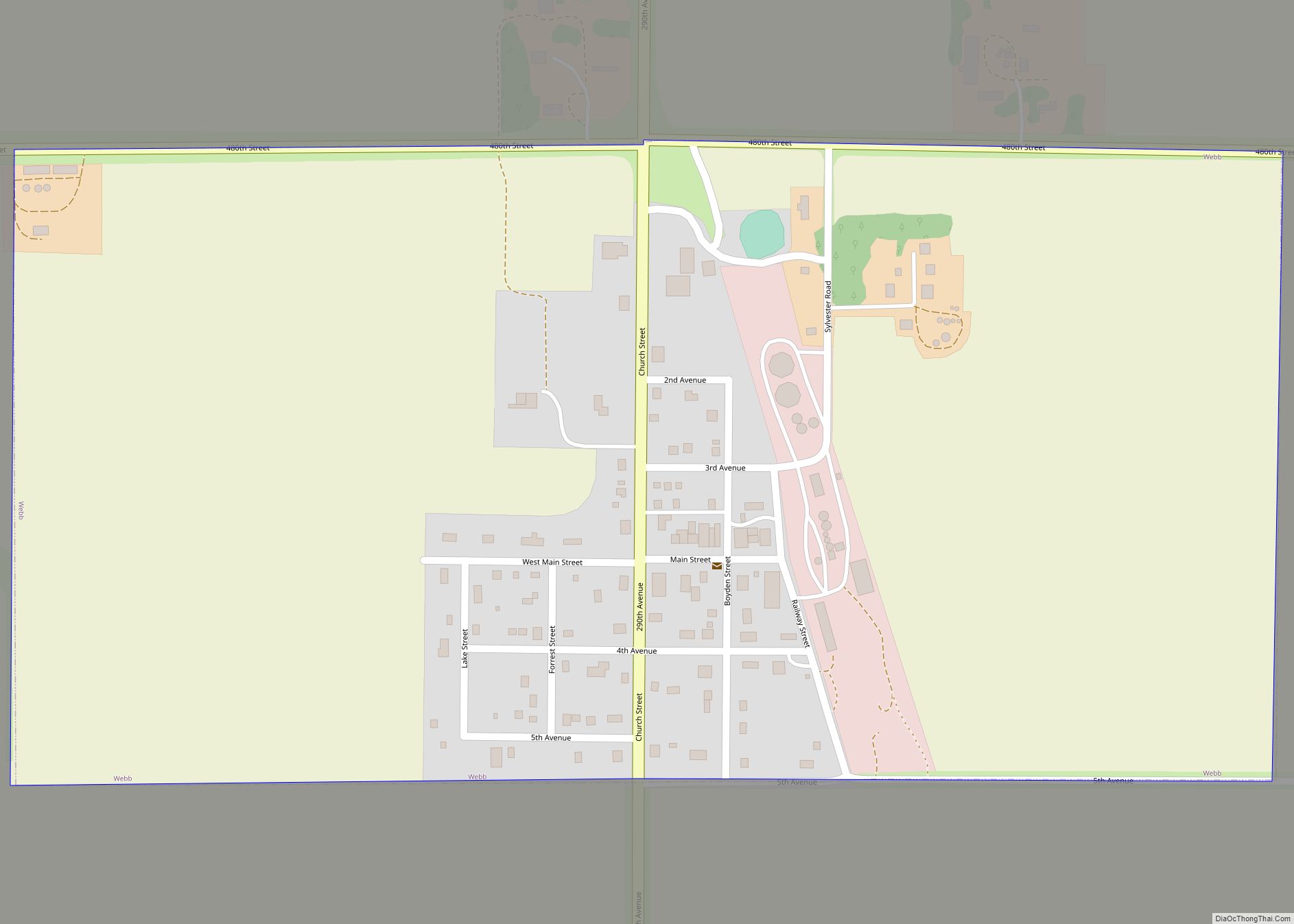 Map of Webb city, Iowa