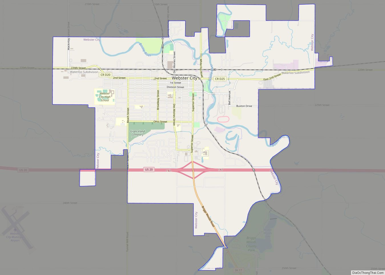 Map of Webster City city