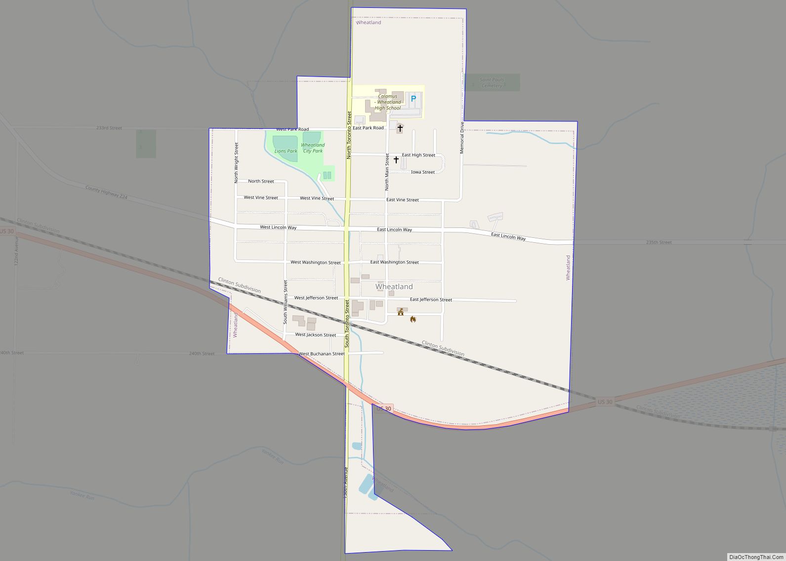 Map of Wheatland city, Iowa