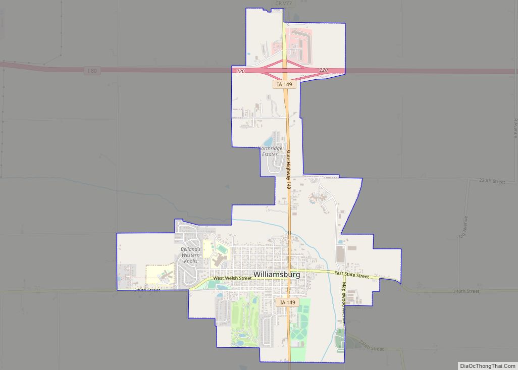 Map of Williamsburg city, Iowa