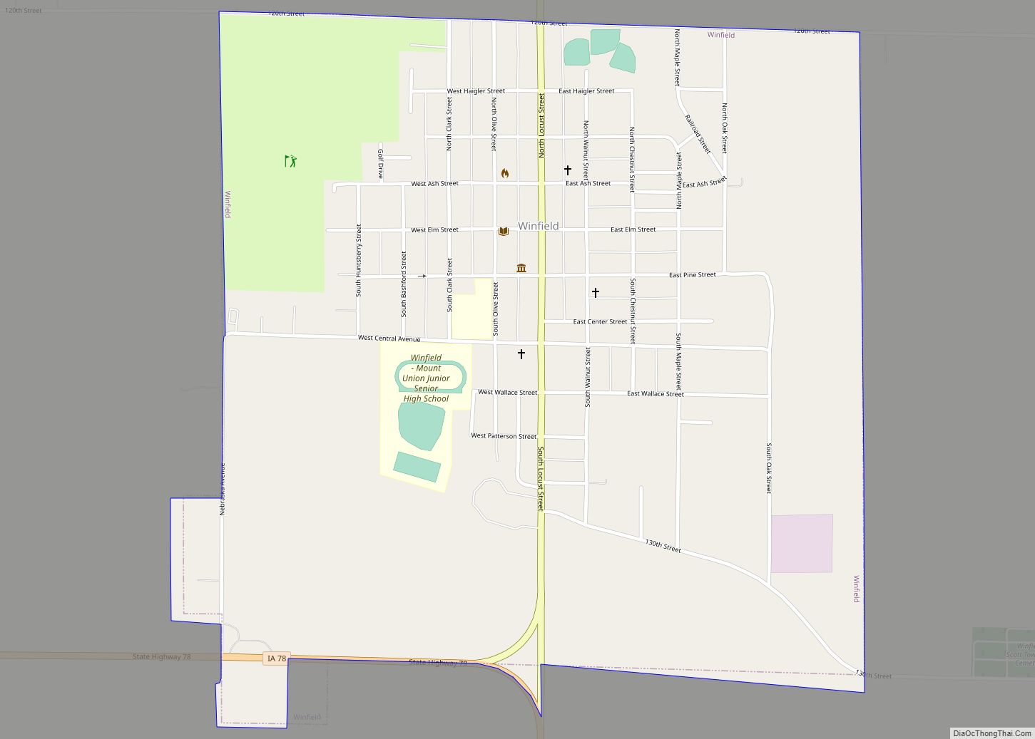 Map of Winfield city, Iowa