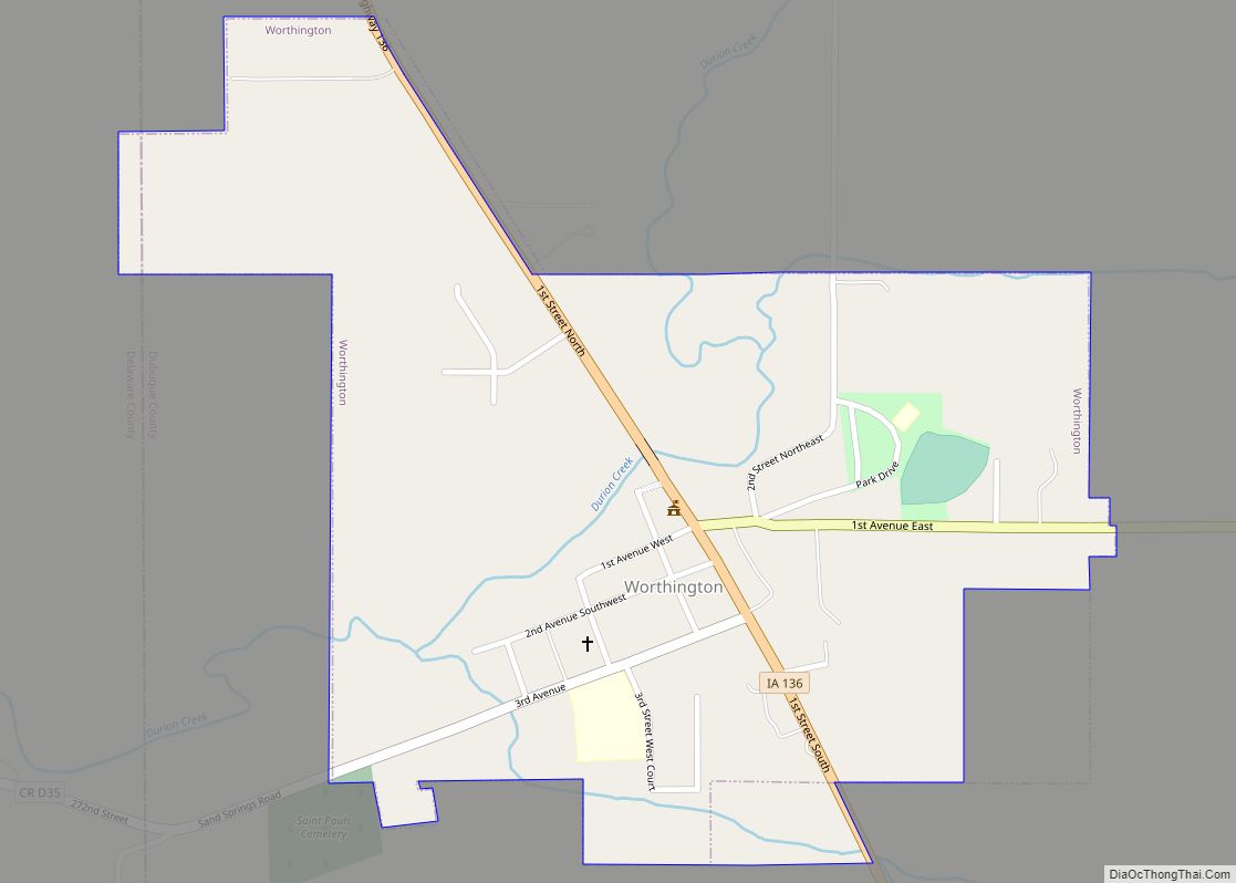Map of Worthington city