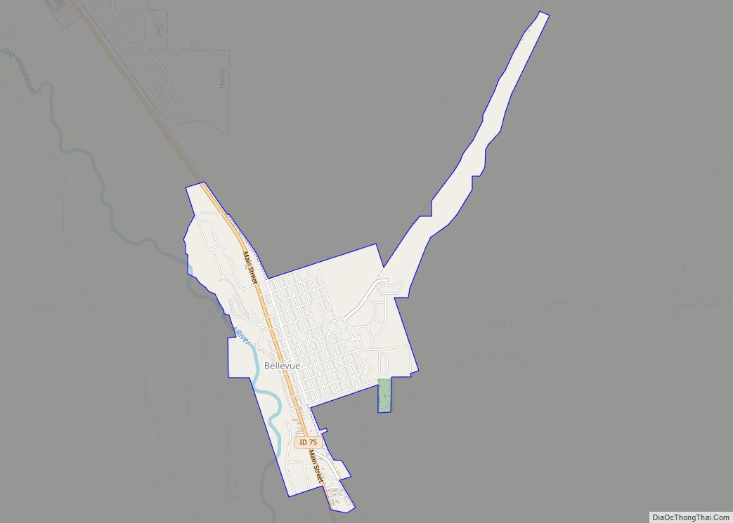Map of Bellevue city, Idaho