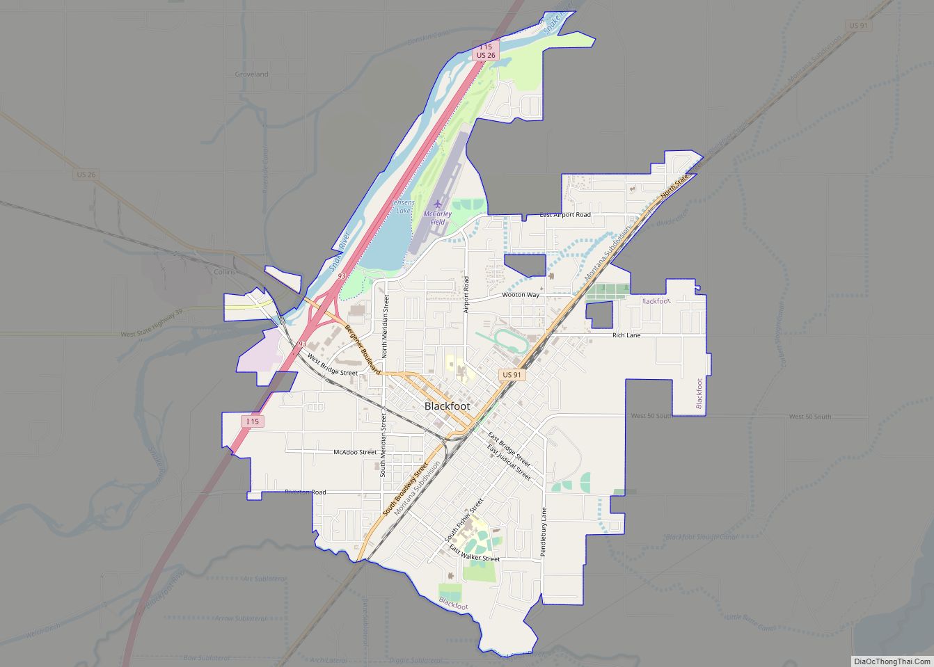 Map of Blackfoot city