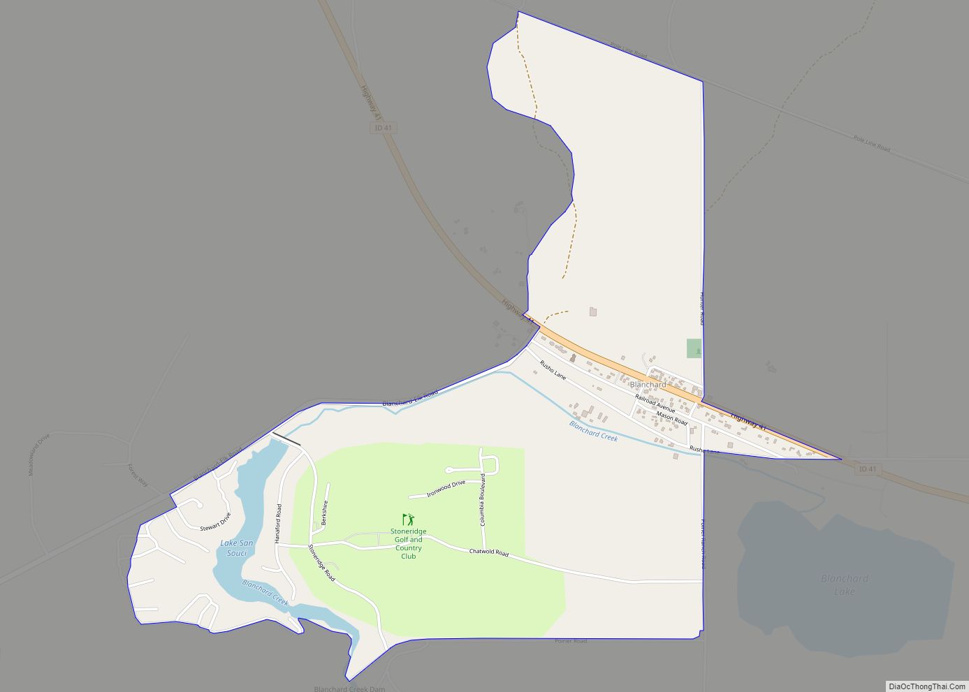 Map of Blanchard CDP, Idaho