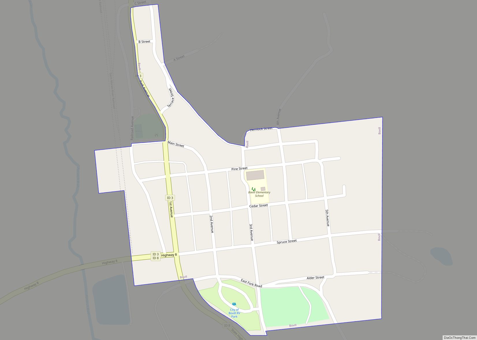 Map of Bovill city