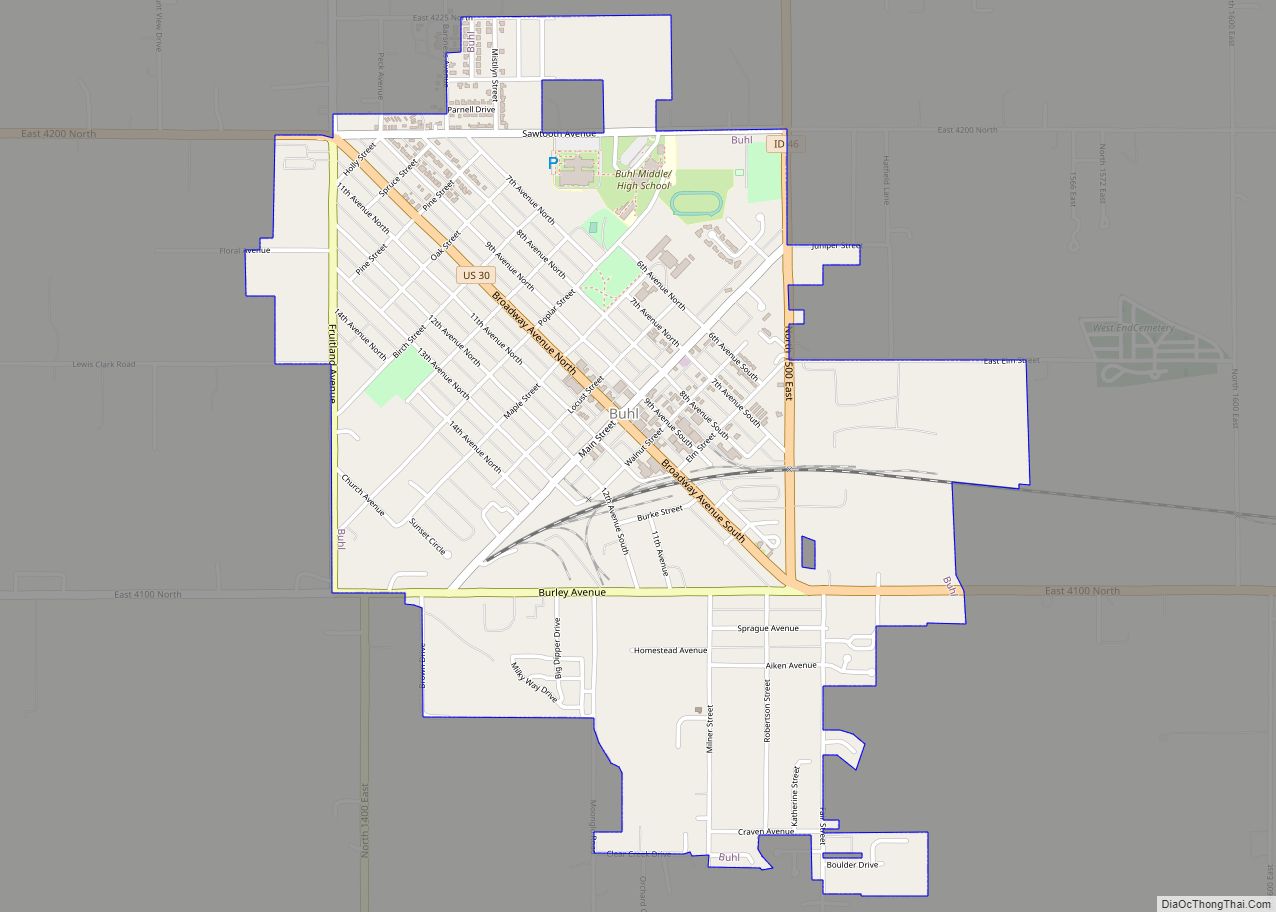 Map of Buhl city