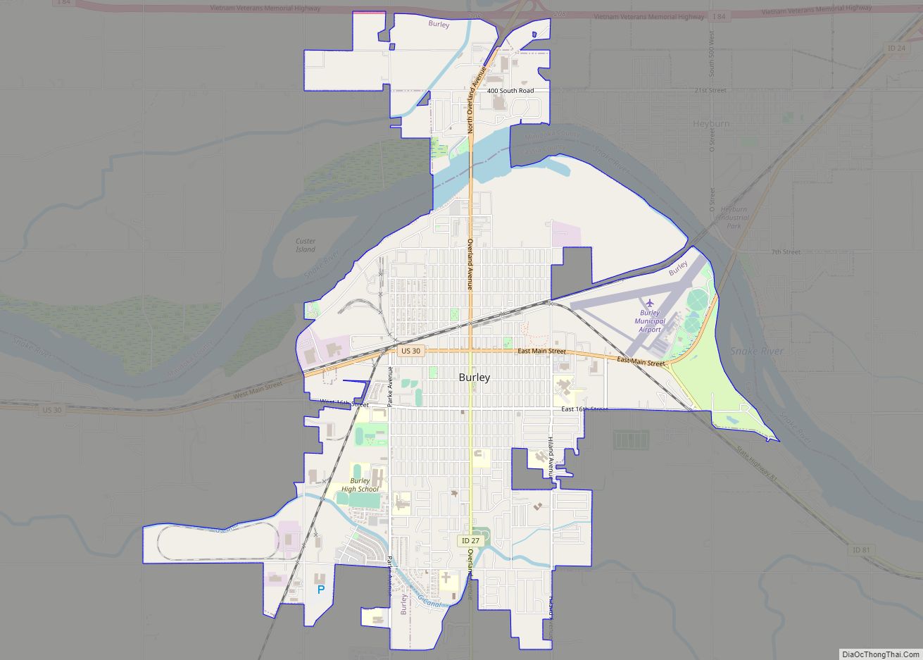Map of Burley city