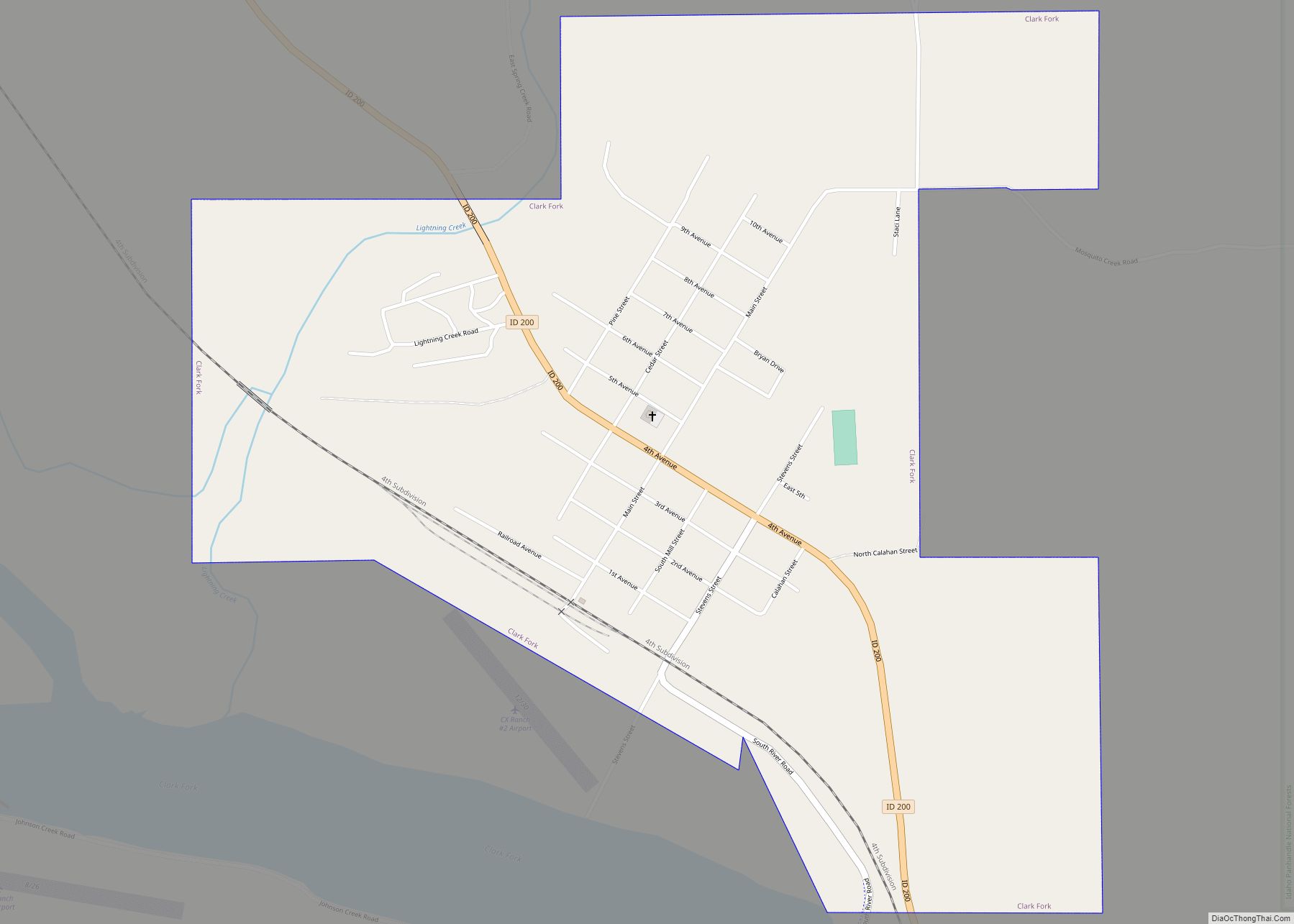 Map of Clark Fork city