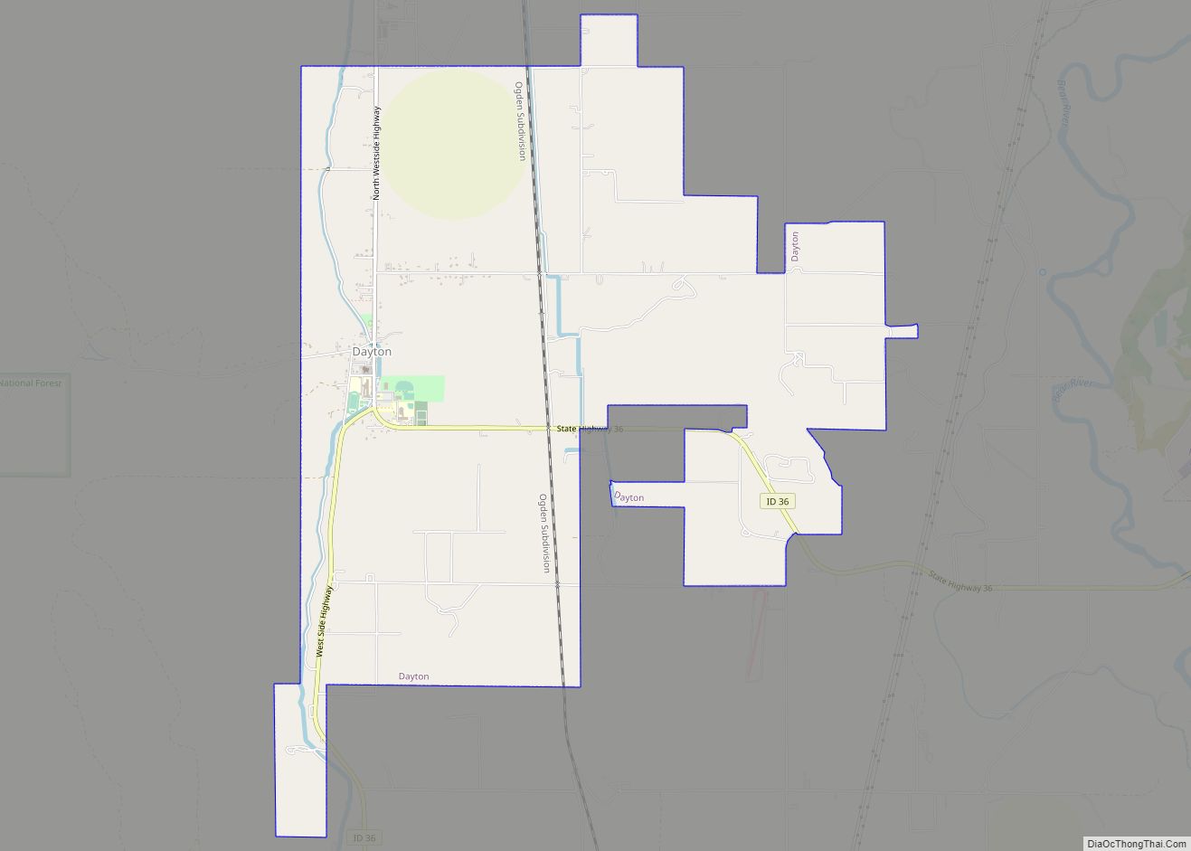 Map of Dayton city, Idaho