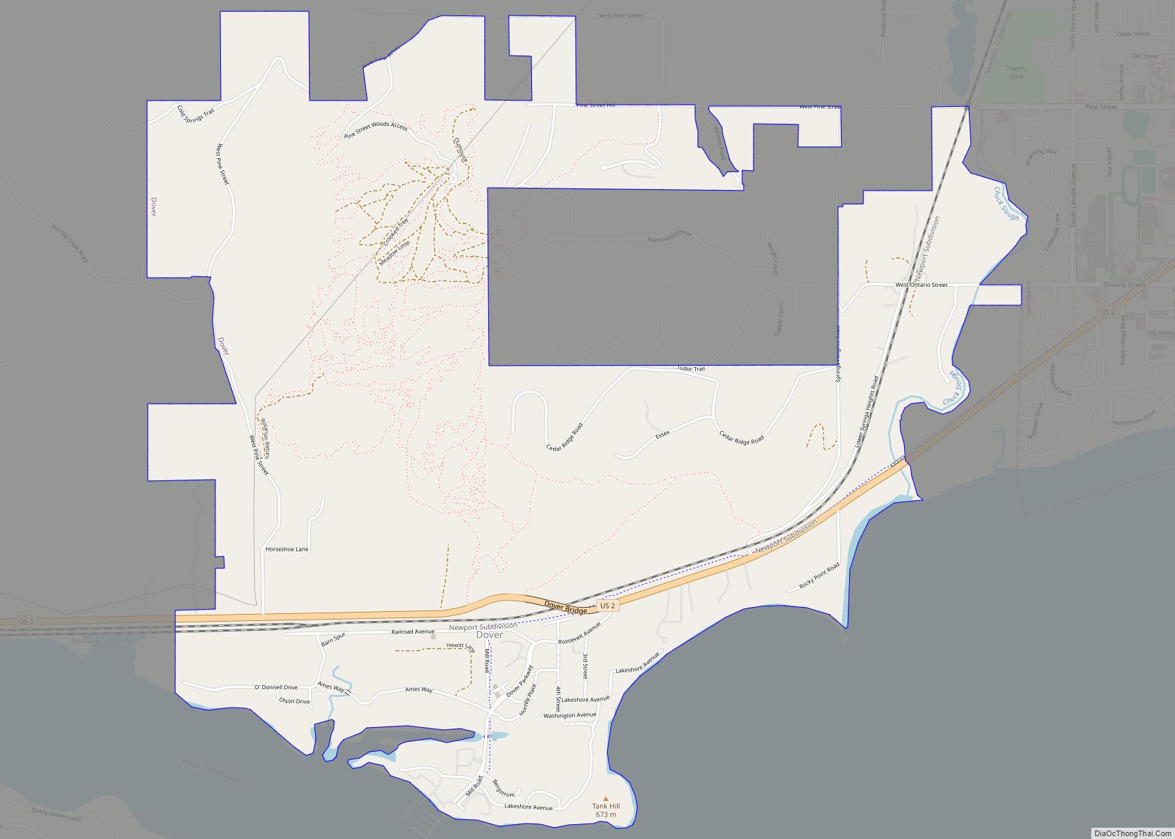 Map of Dover city, Idaho