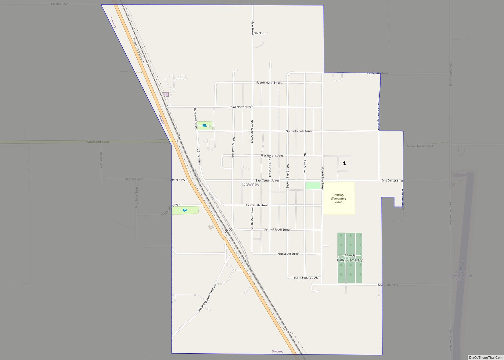 Map of Downey city, Idaho