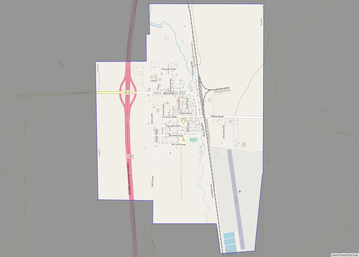 Map of Dubois city, Idaho