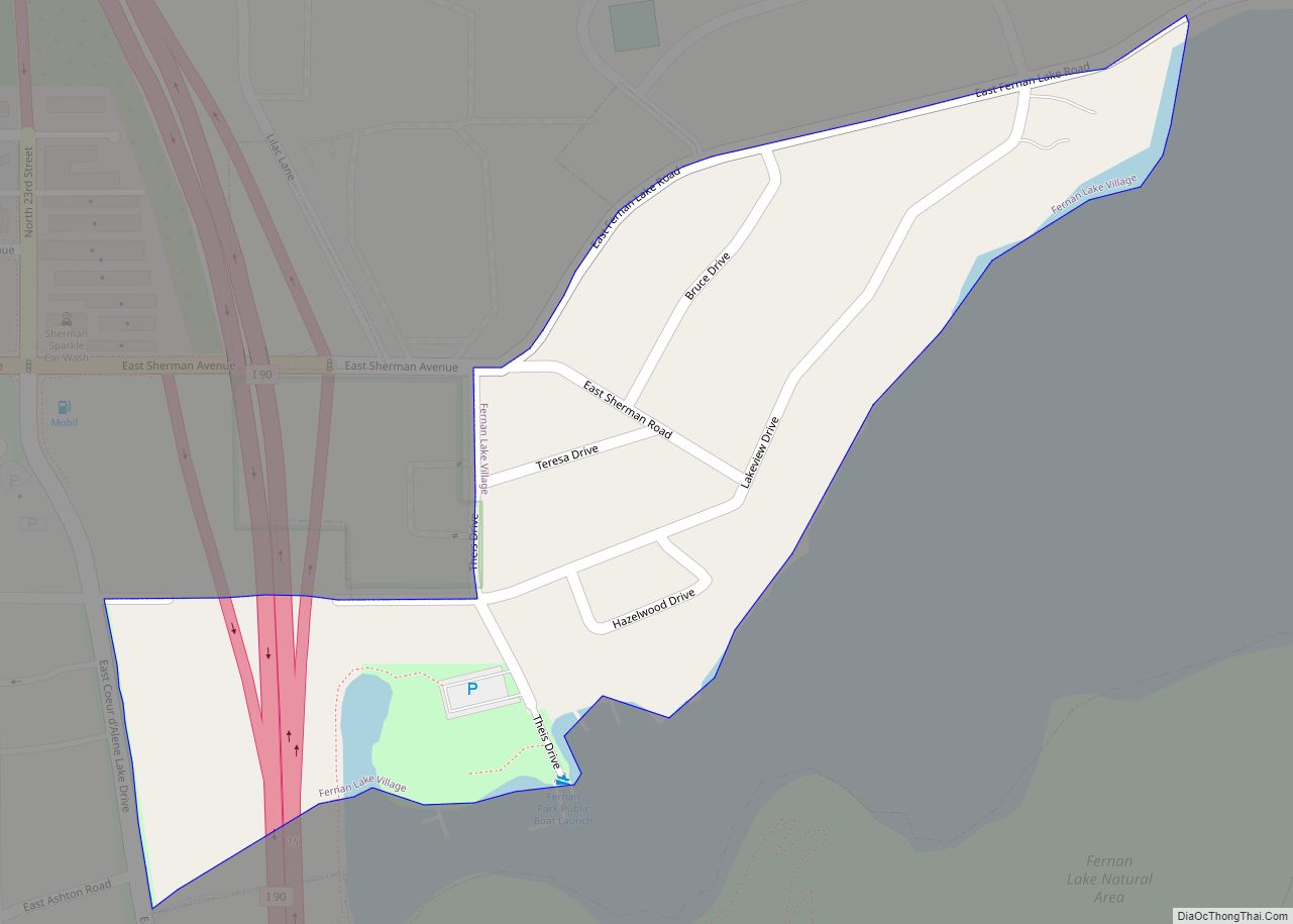 Map of Fernan Lake Village city