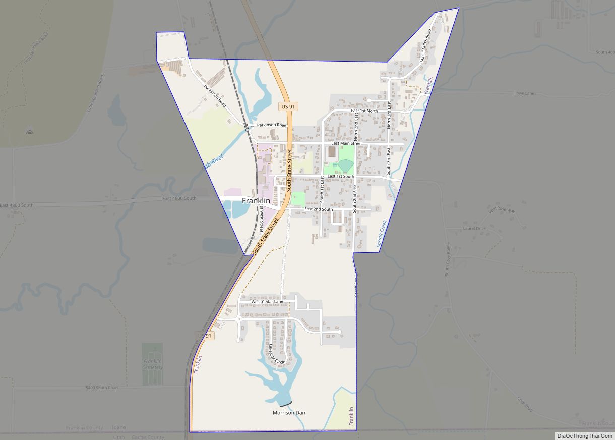 Map of Franklin city, Idaho