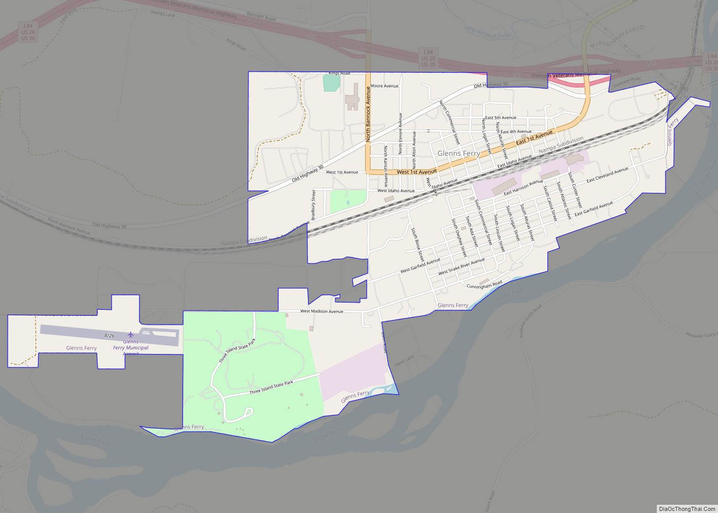 Map of Glenns Ferry city