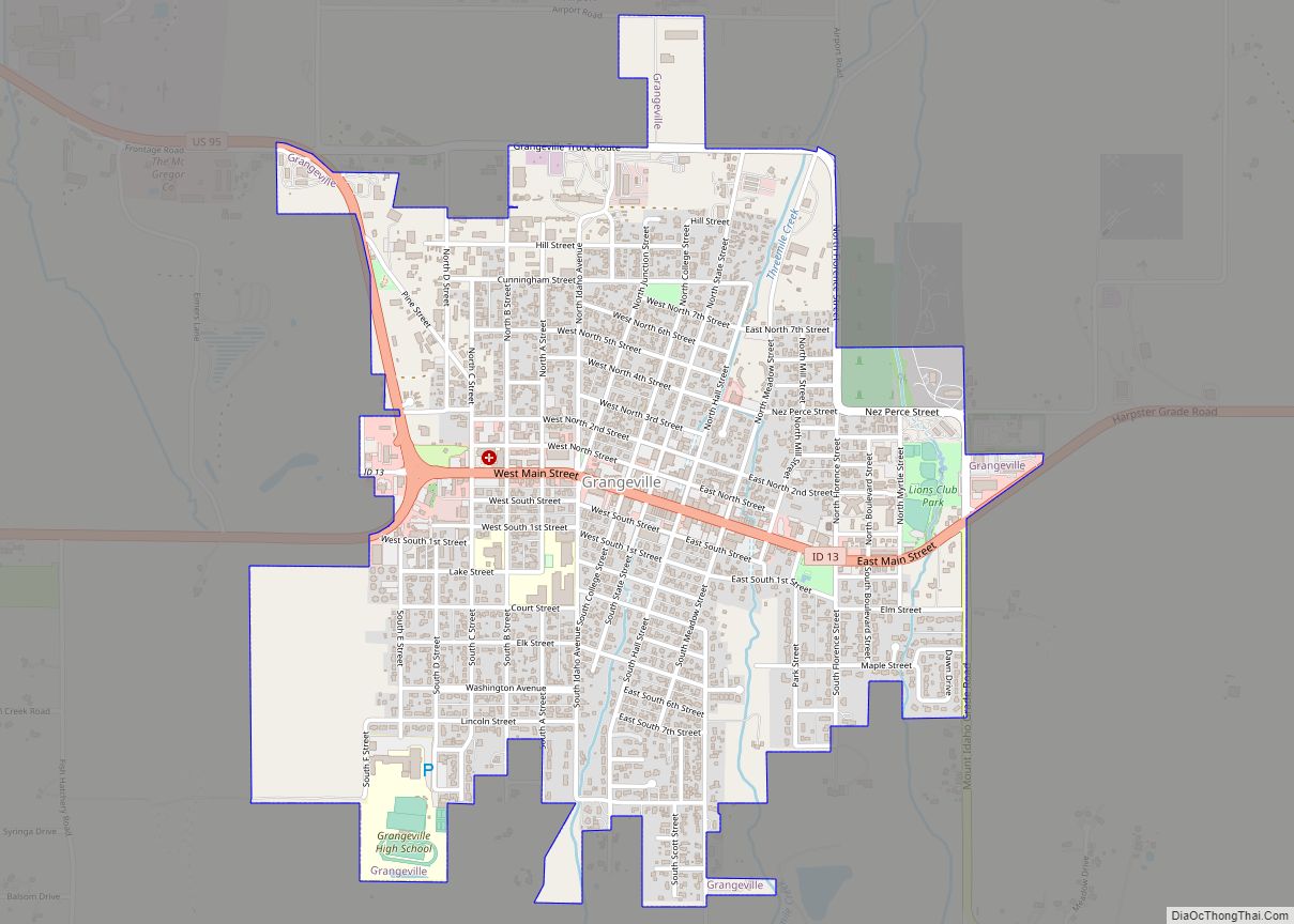 Map of Grangeville city, Idaho