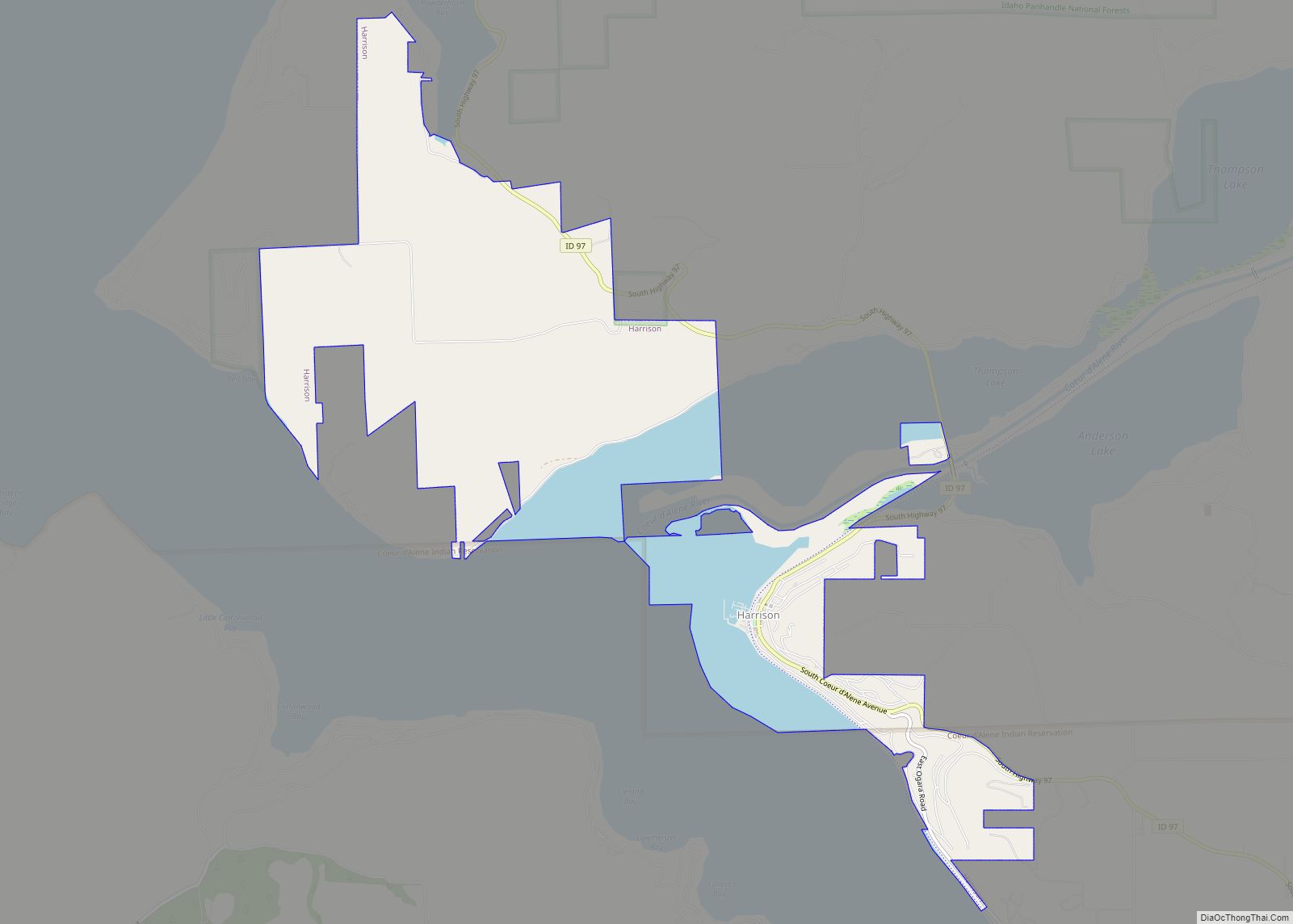 Map of Harrison city, Idaho