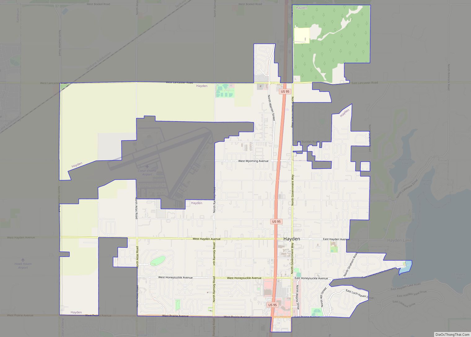 Map of Hayden city, Idaho