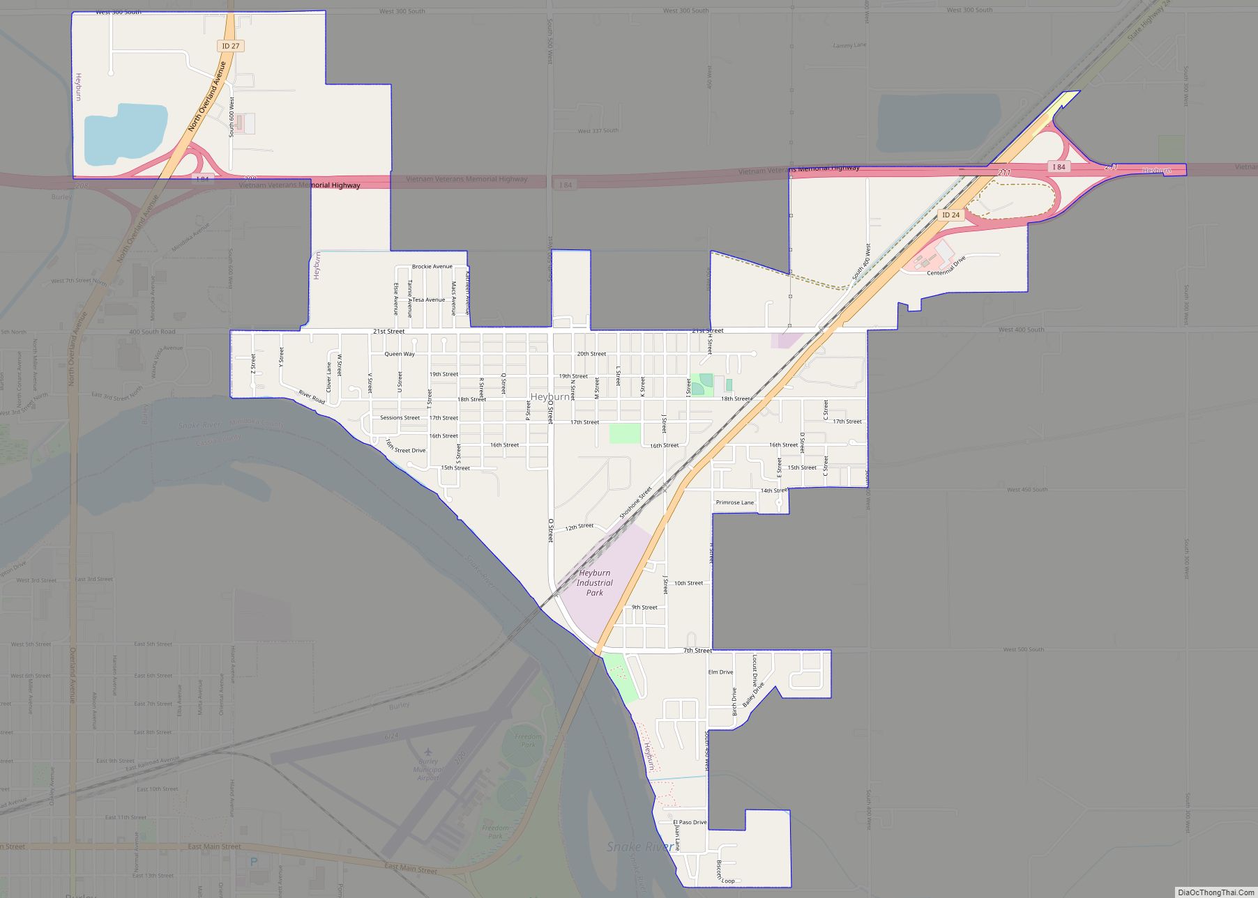Map of Heyburn city