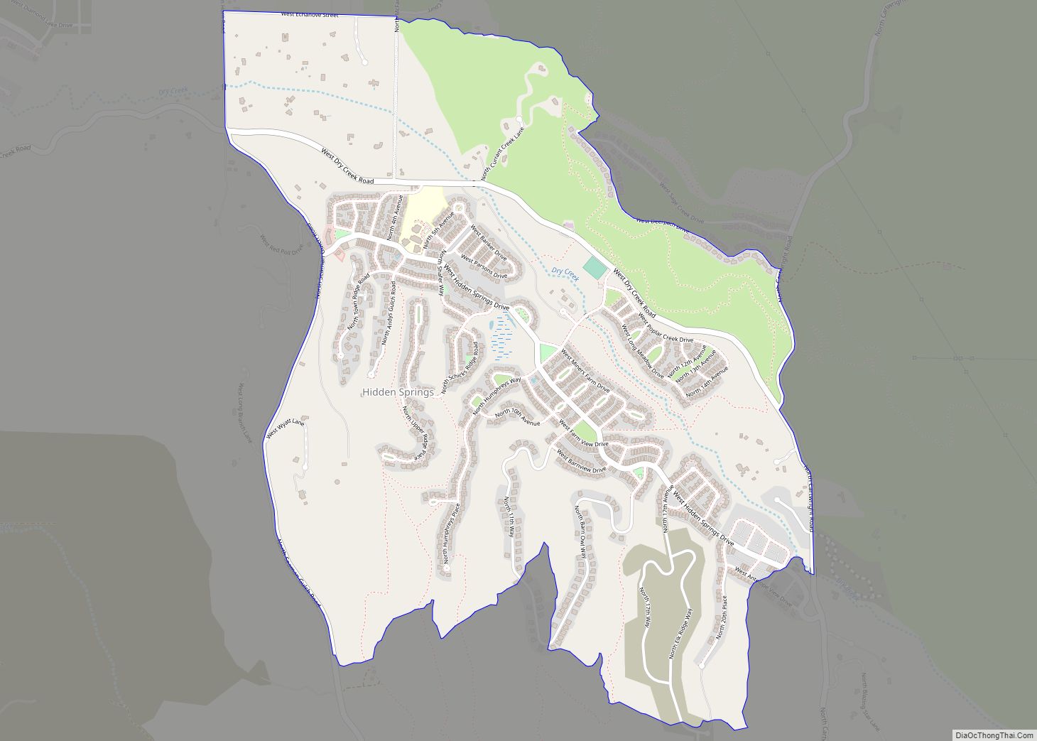 Map of Hidden Springs CDP