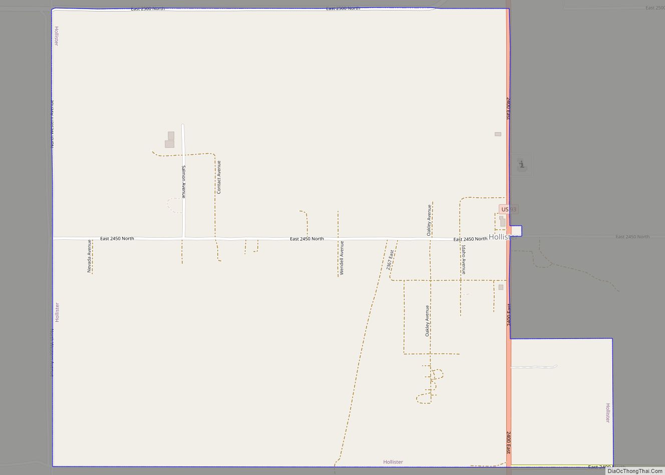 Map of Hollister city, Idaho
