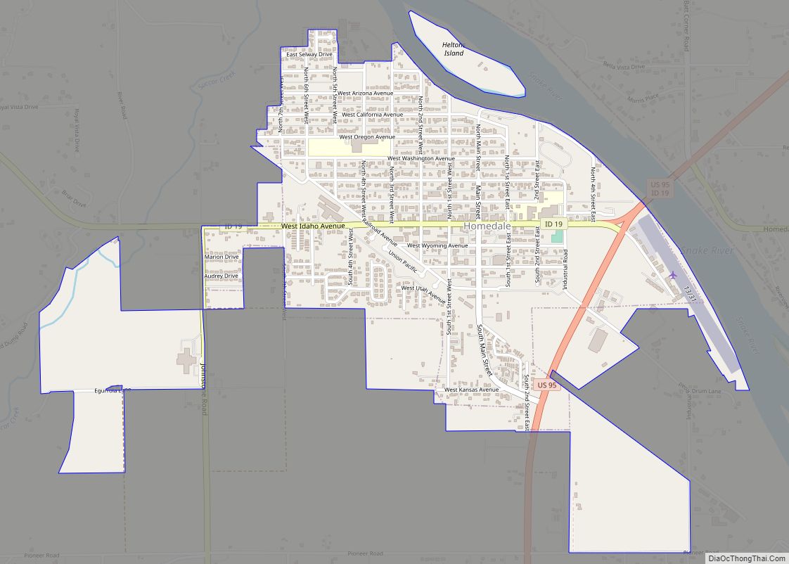 Map of Homedale city