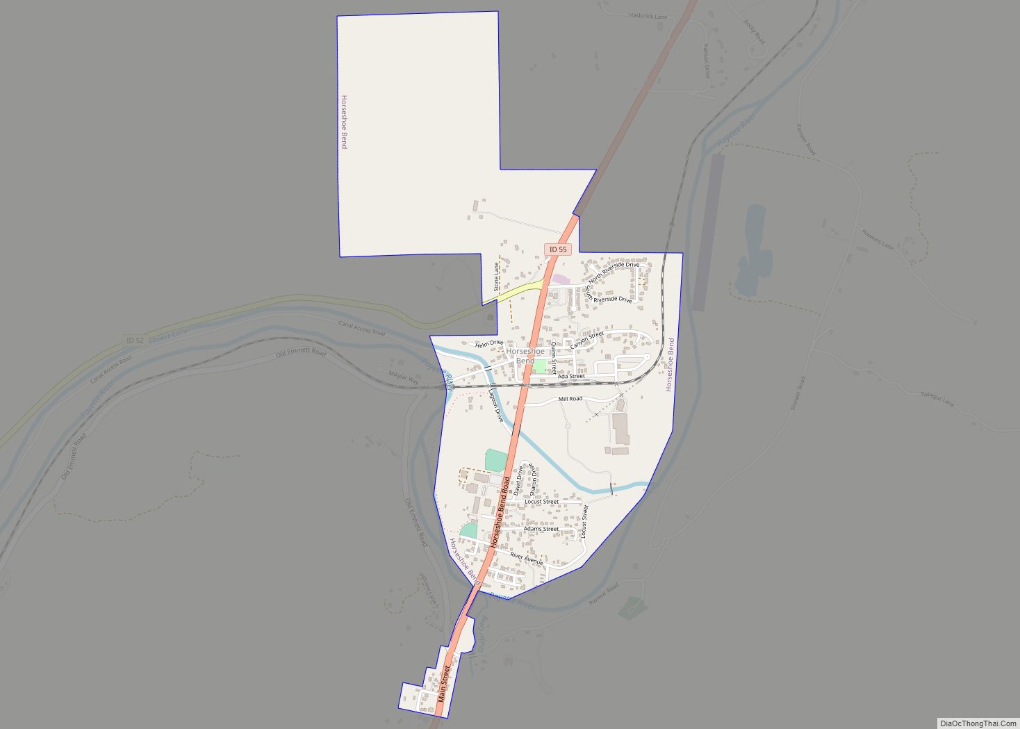 Map of Horseshoe Bend city, Idaho