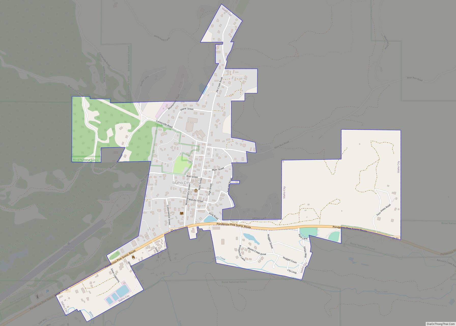 Map of Idaho City city