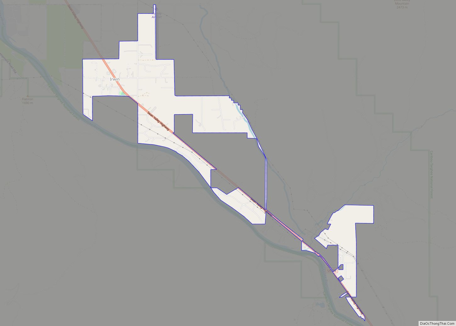 Map of Irwin city, Idaho