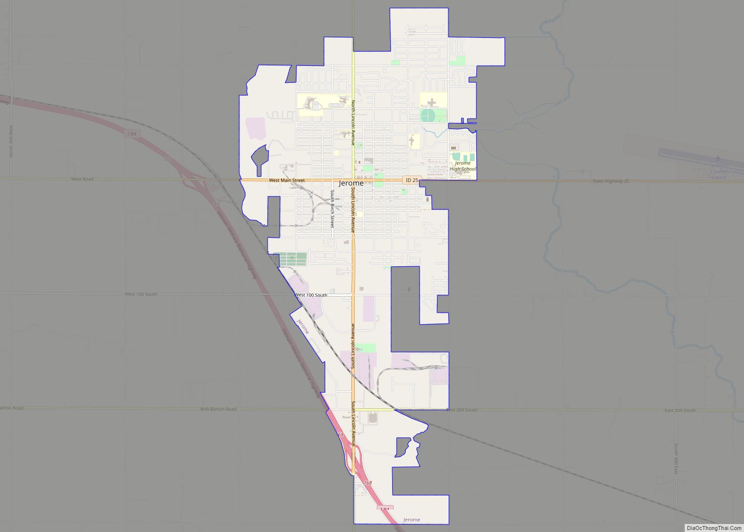 Map of Jerome city, Idaho