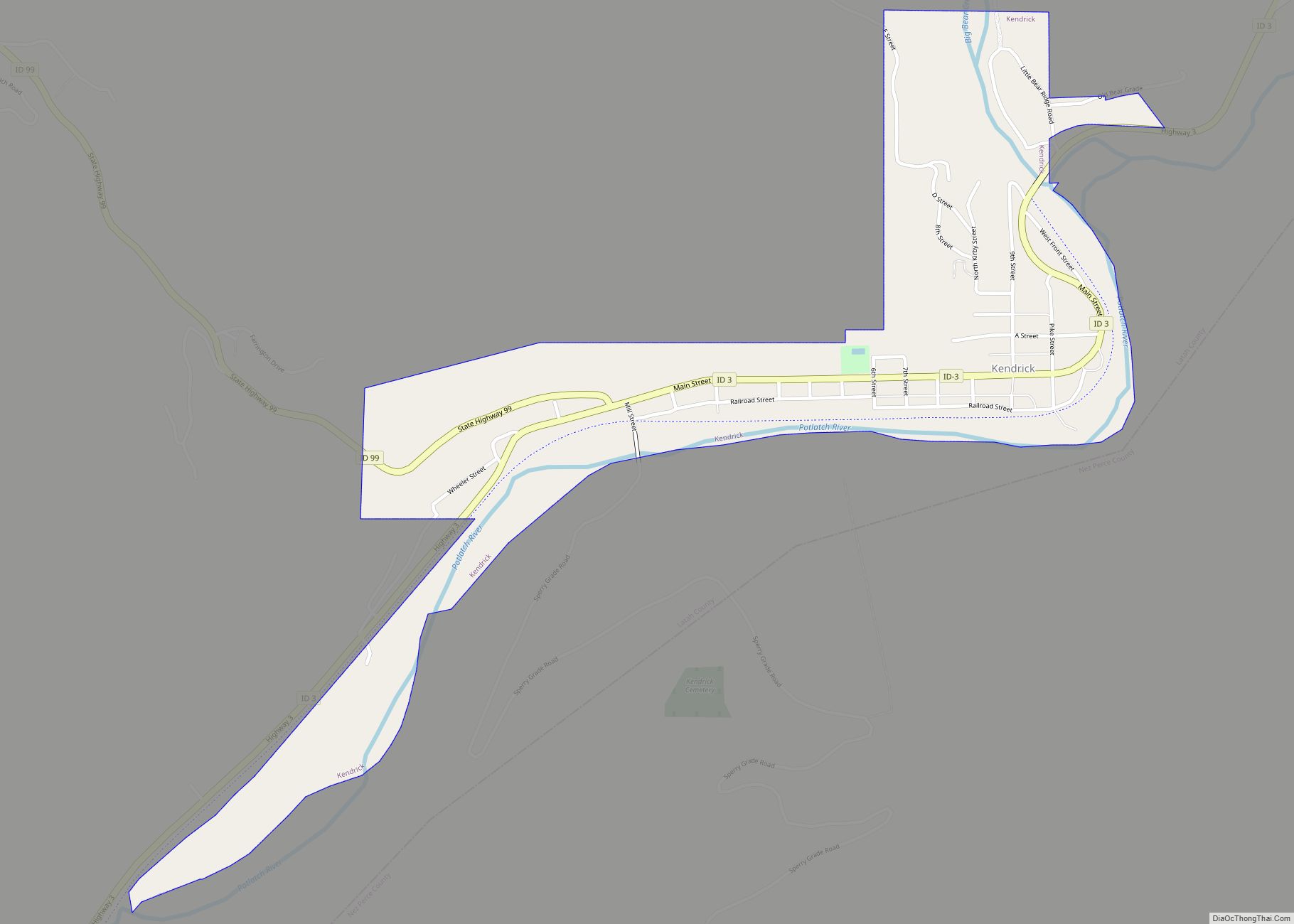 Map of Kendrick city