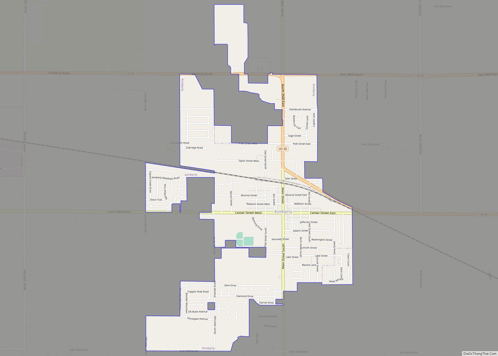 Map of Kimberly city, Idaho