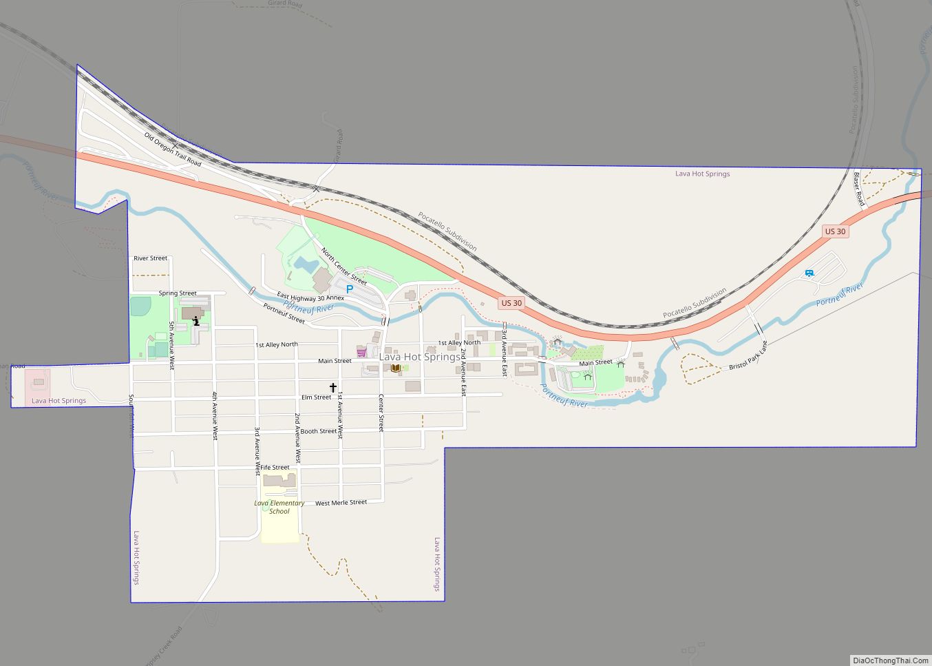 Map of Lava Hot Springs city