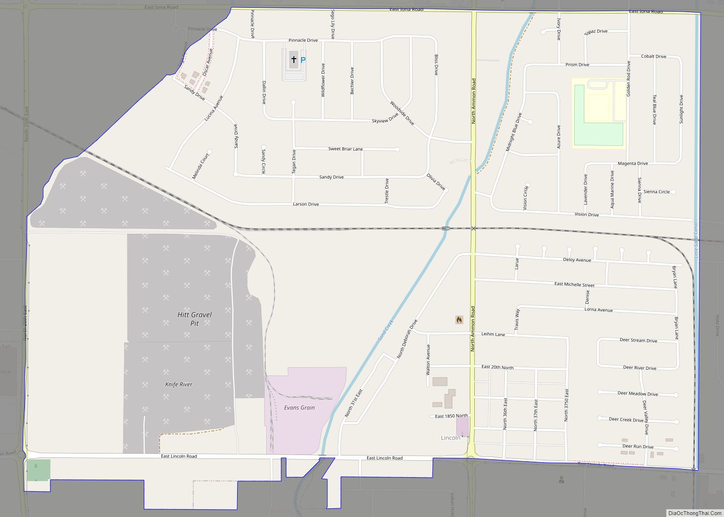 Map of Lincoln CDP, Idaho