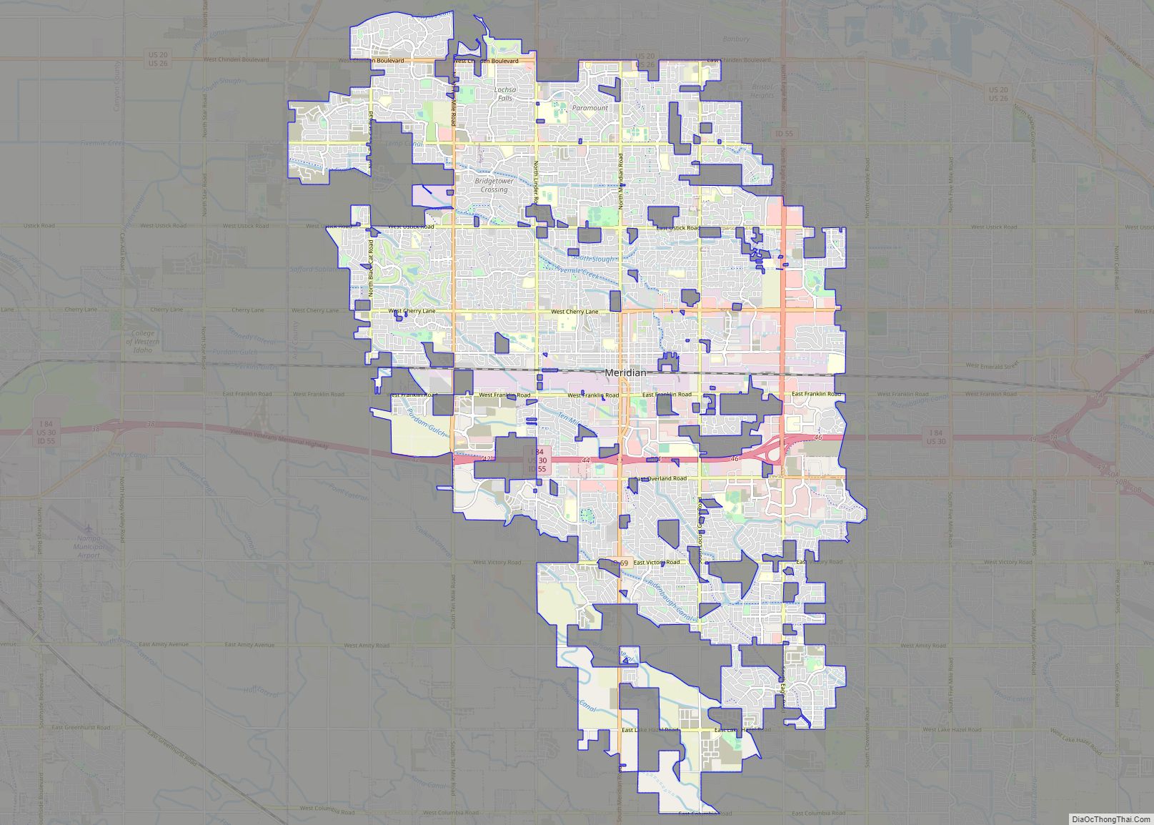 Map of Meridian city, Idaho