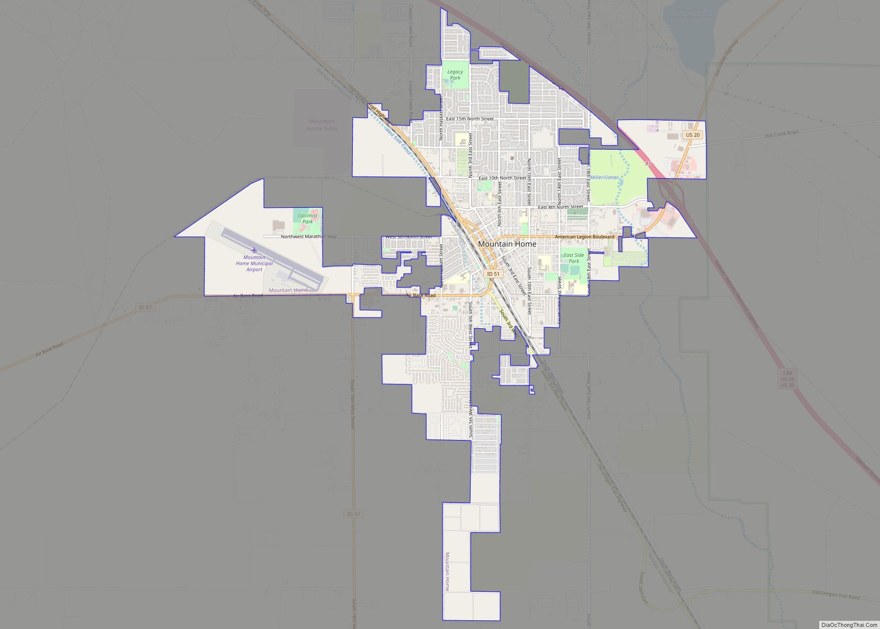 Map of Mountain Home city, Idaho