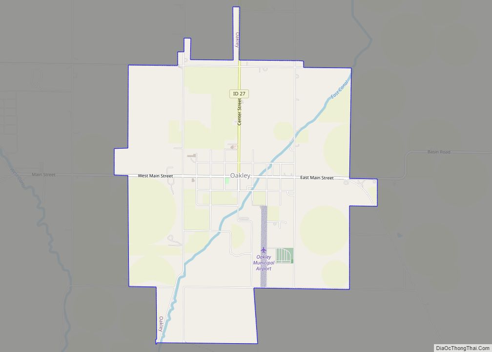 Map of Oakley city, Idaho
