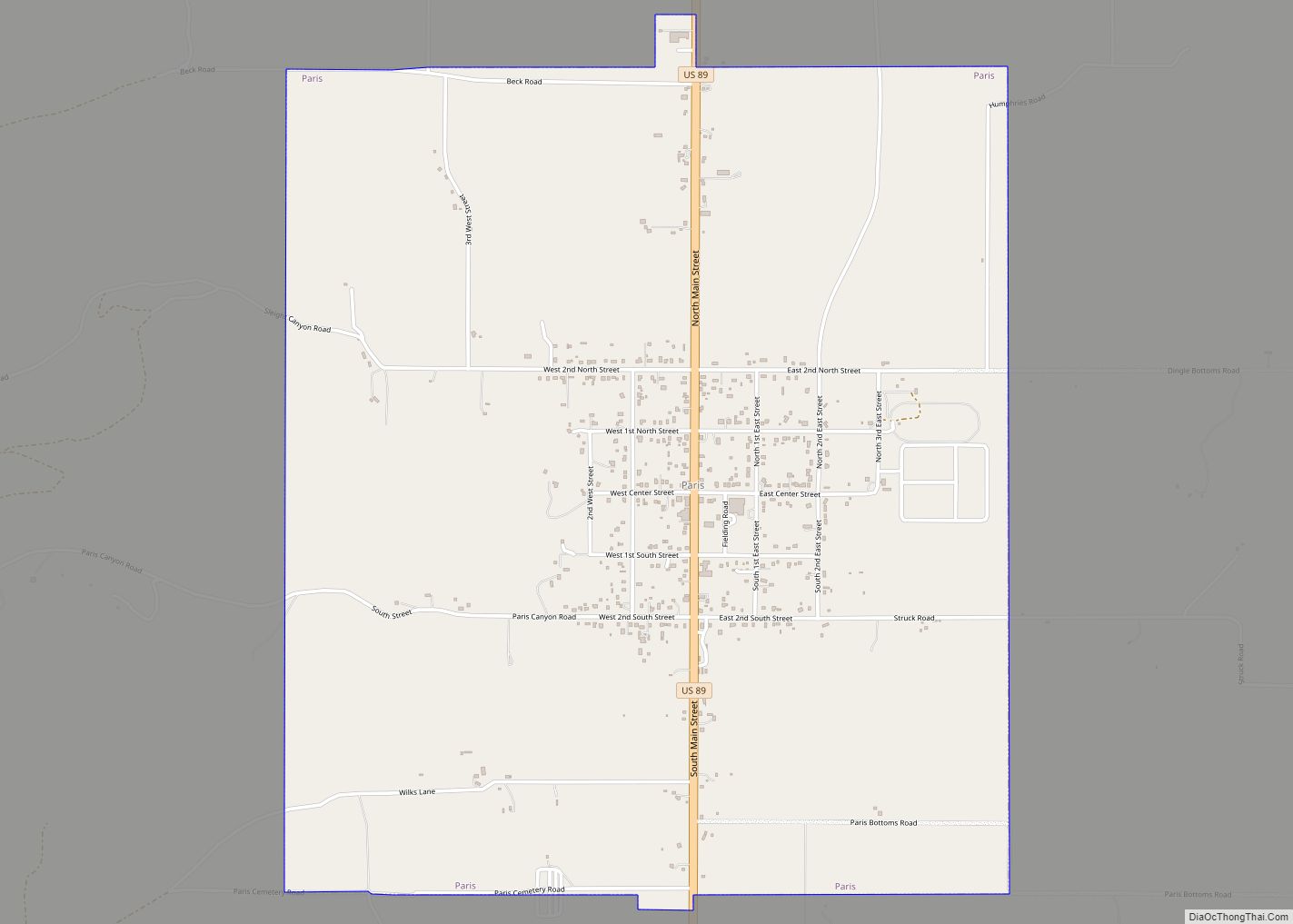 Map of Paris city, Idaho