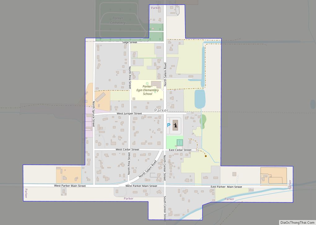 Map of Parker city, Idaho