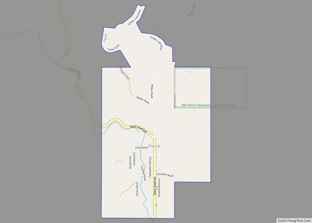 Map of Pierce city, Idaho