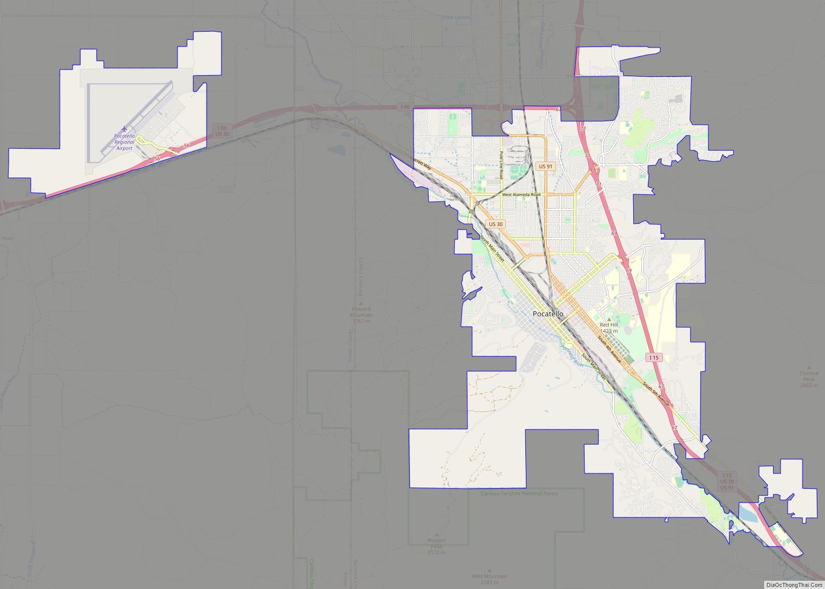Map of Pocatello city