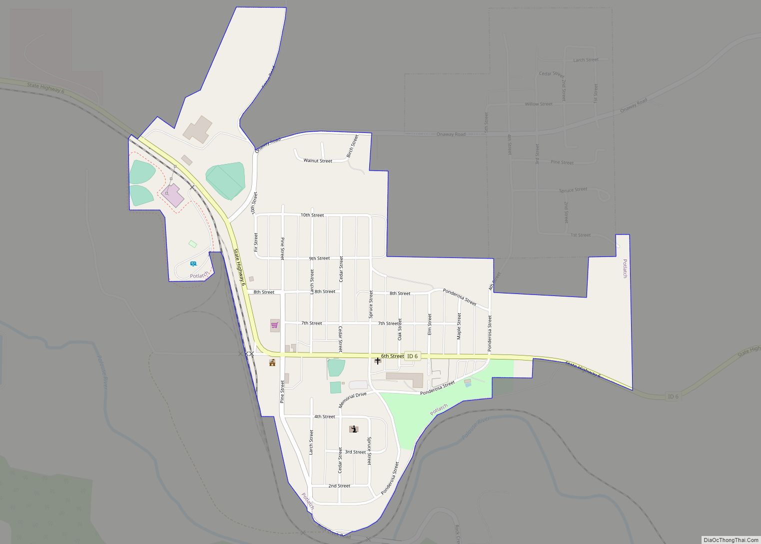 Map of Potlatch city