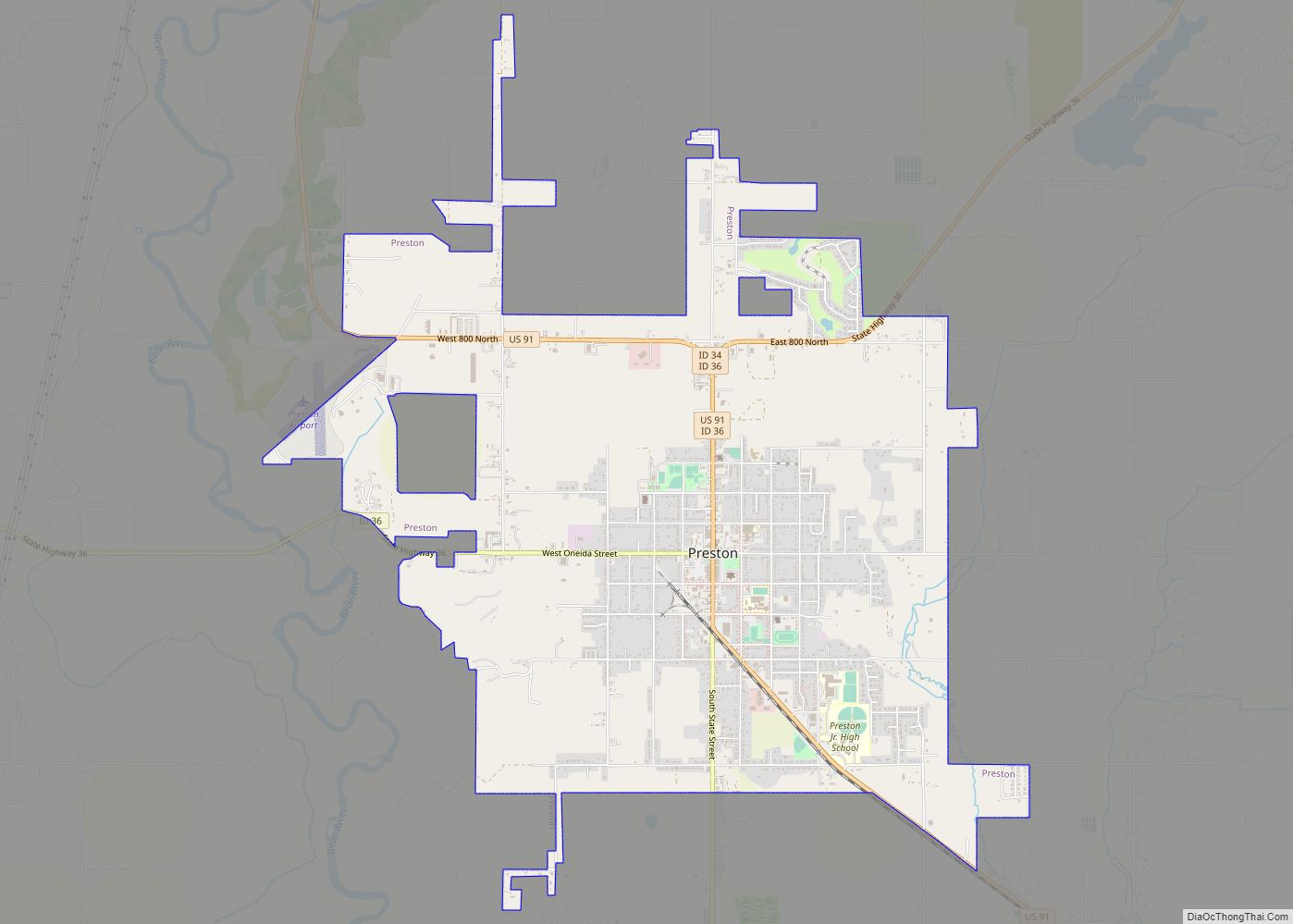 Map of Preston city, Idaho