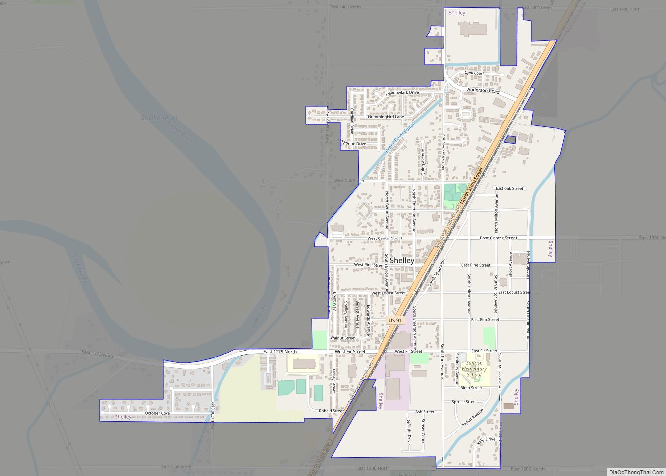 Map of Shelley city