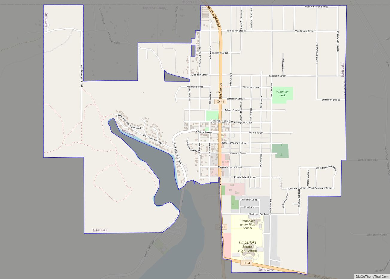 Map of Spirit Lake city, Idaho